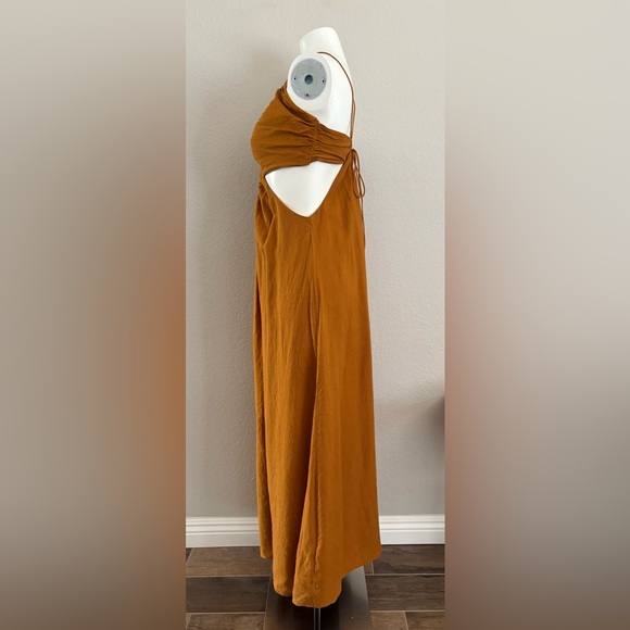 Banana Republic Manon Linen Blend Maxi Cutout Dress Sz 10 - Picture 9 of 15